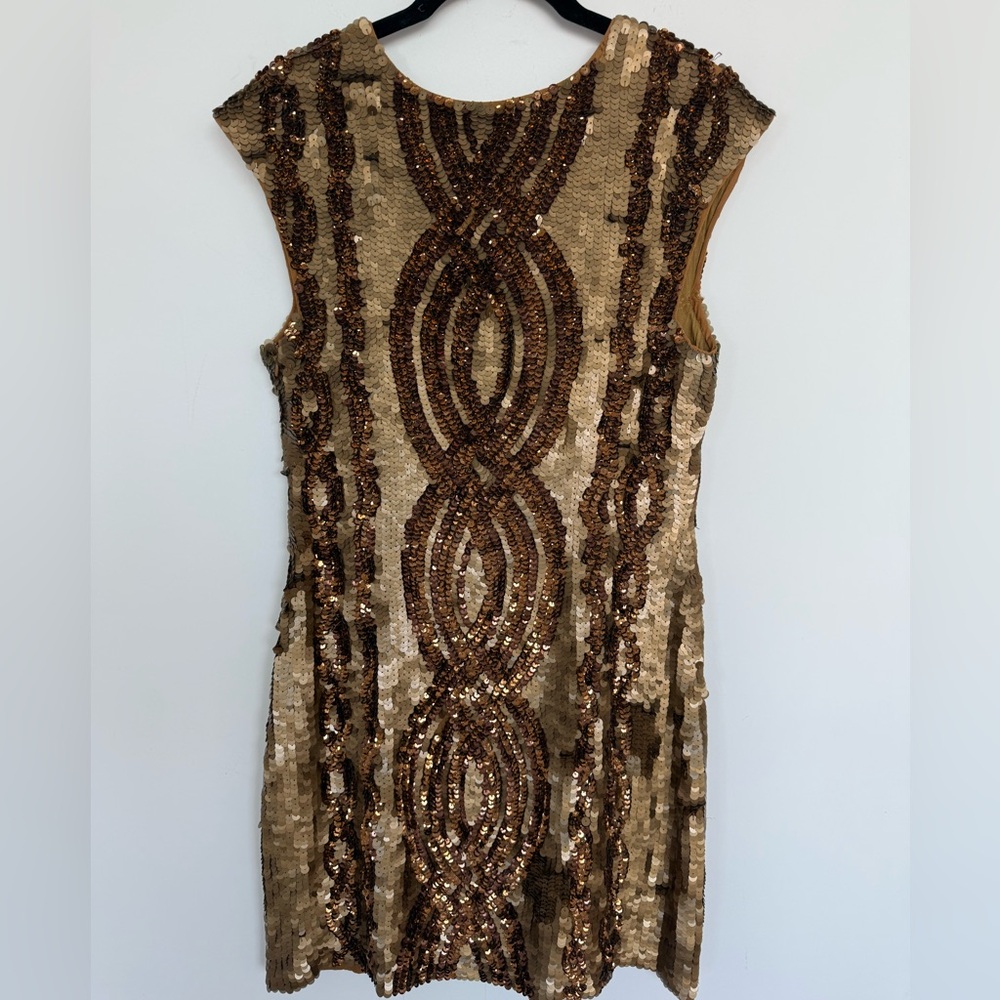 Tracy Reese Gold and Brown Sequin Mini Dress - Picture 2 of 5